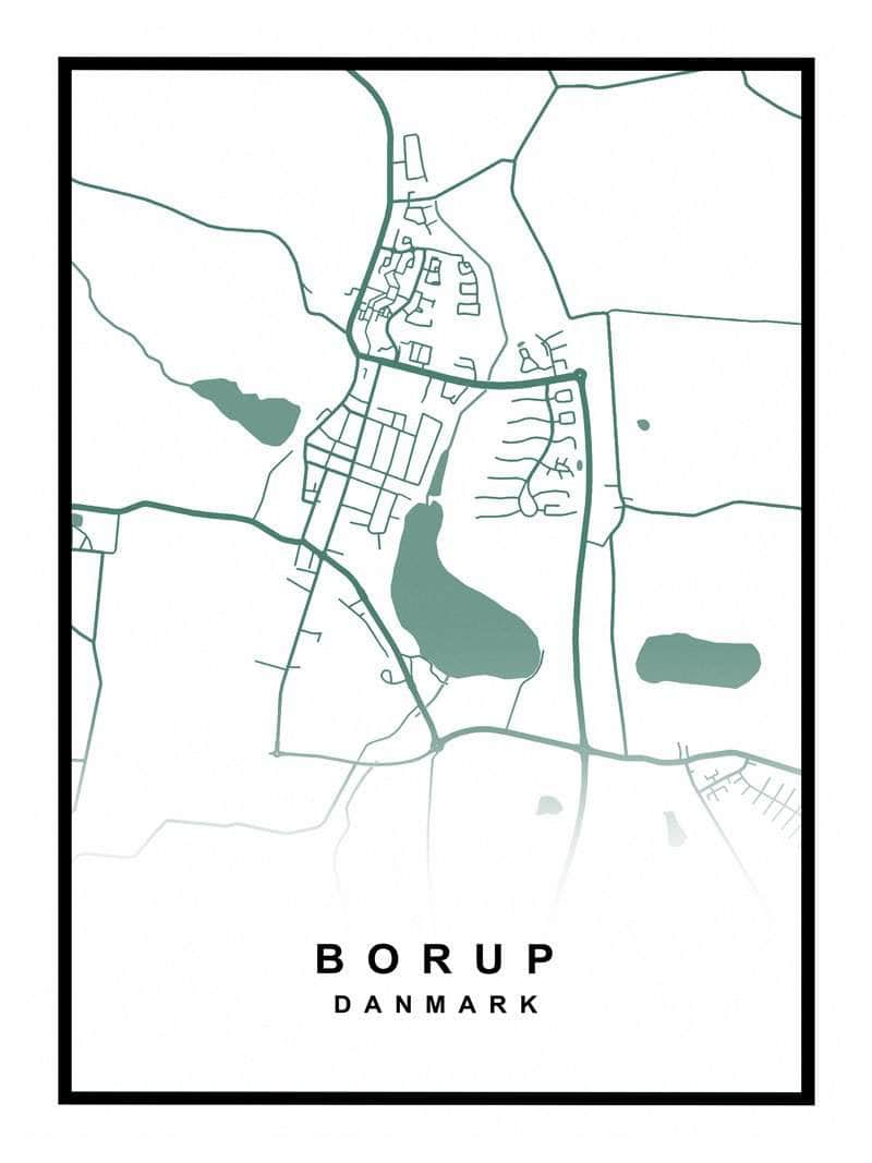 Borup Plakat - Detaljeret kort over Borup by