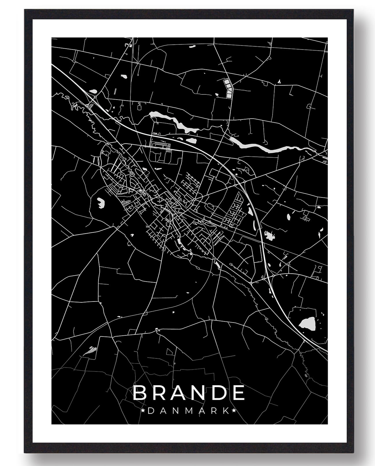 Brande By Plakat - Sort til Midtjylland