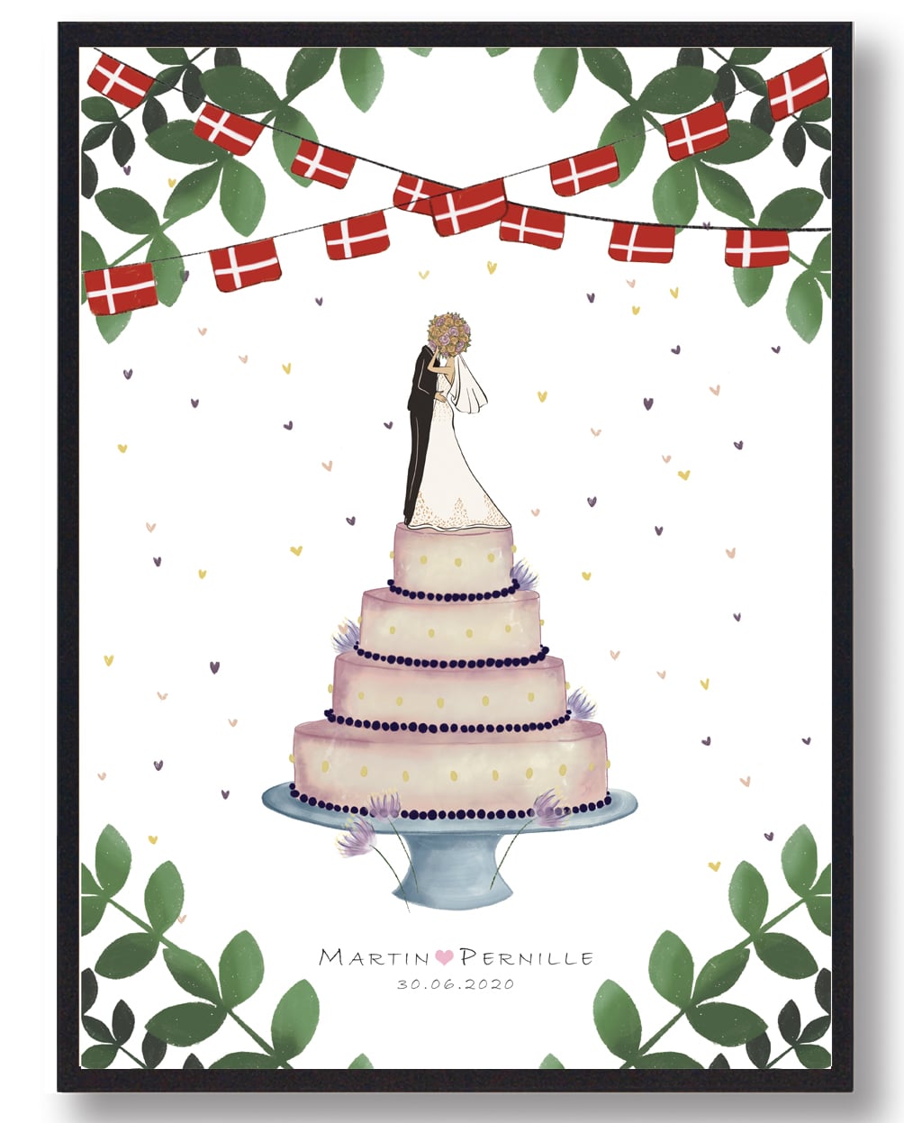 Bryllupskage - Personlig Plakat til Jeres Kærlighed