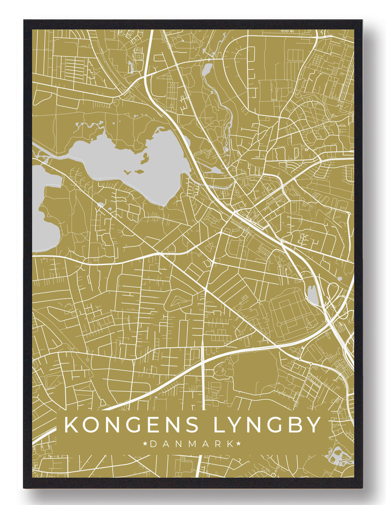 Kongens Lyngby byplakat - gul
