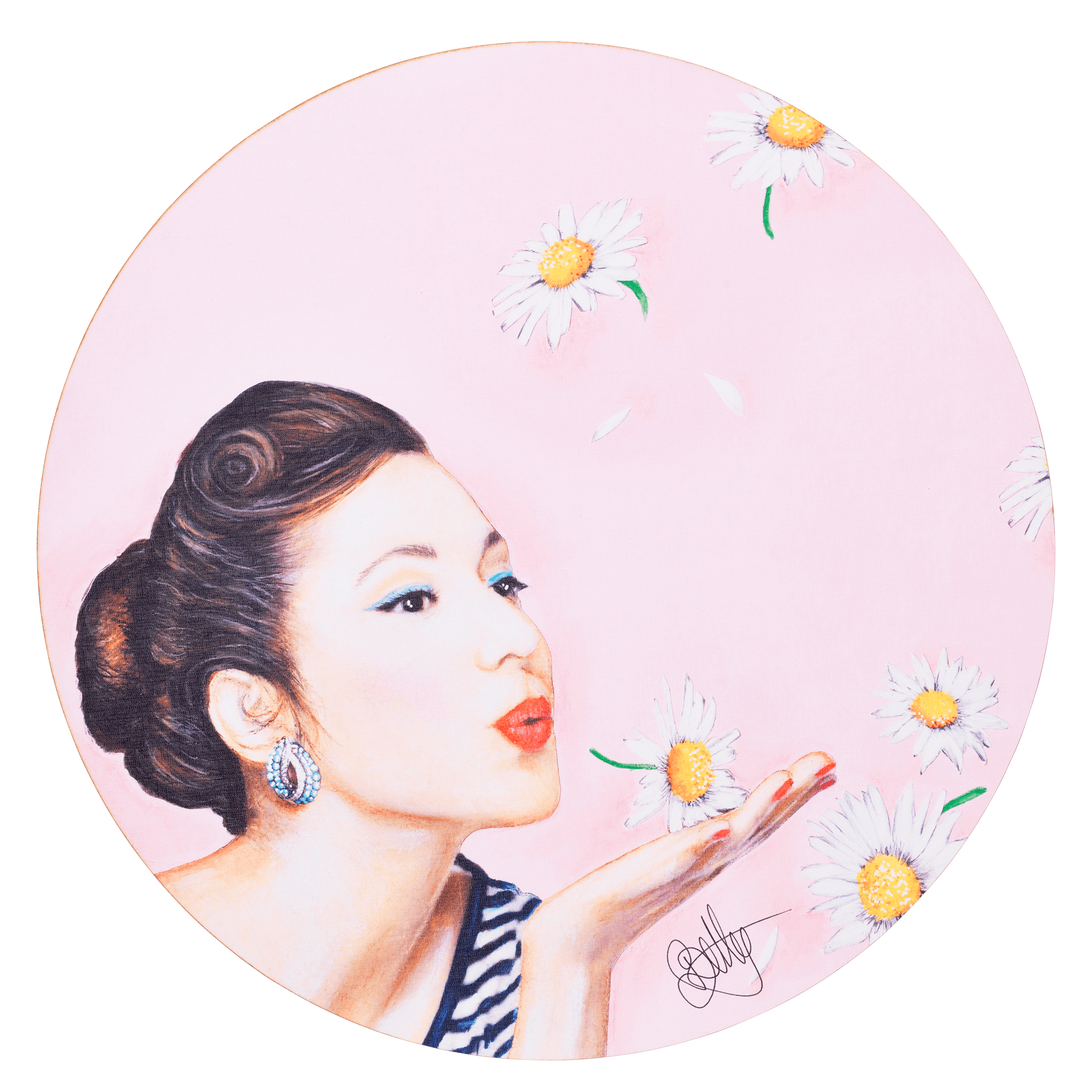 Kunsttryk på kanvas Ø 60 cm - "Miss Daisy" fra Naga