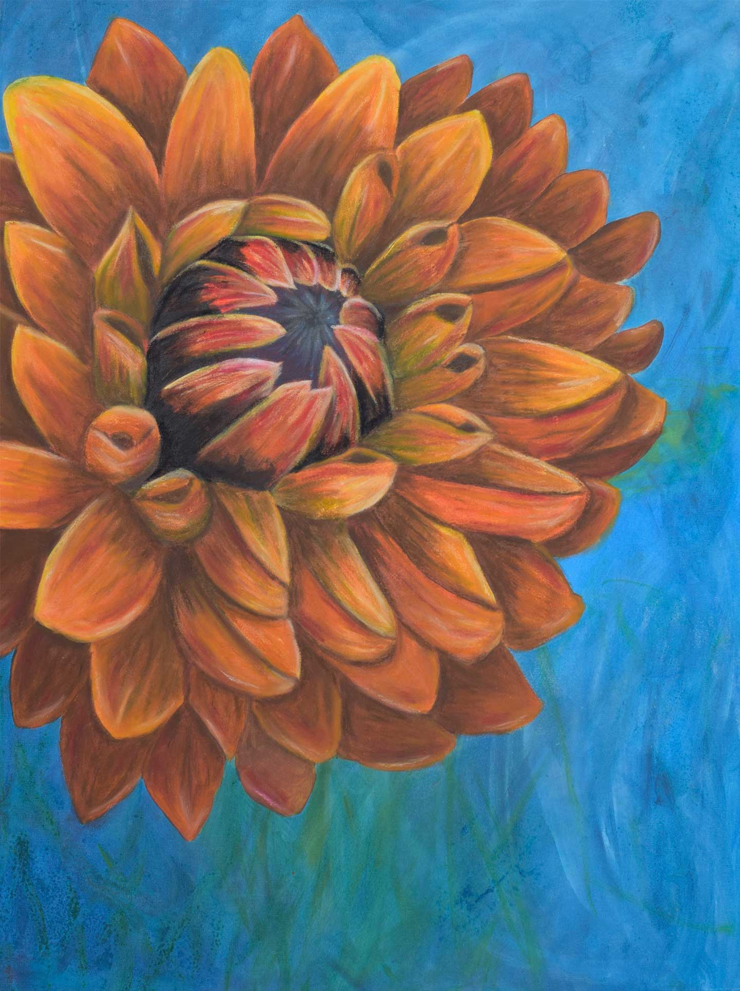 Dahlia Orange Kunsttryk af Birgit Thrane - Unikt Motiv