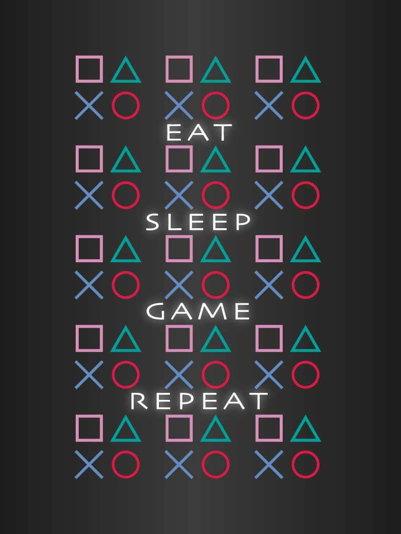 Spil, sov, gentag - Gamer plakat fra Egly Design