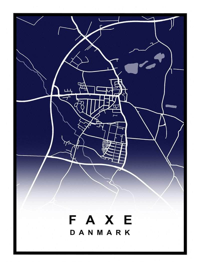 Faxe by kort plakat – Oplev din yndlingsby!