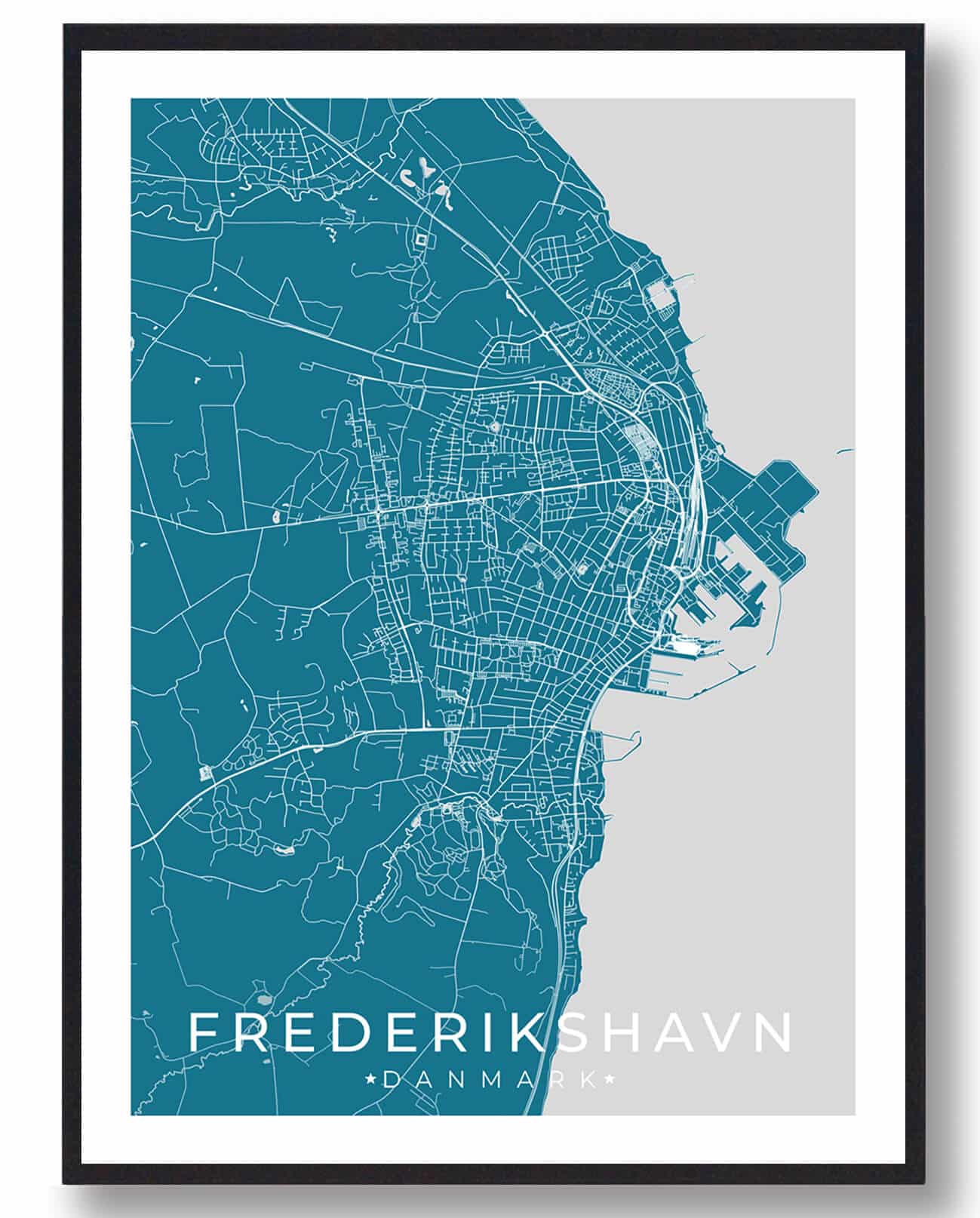 Frederikshavn Plakat - Blå Design til Dit Hjem