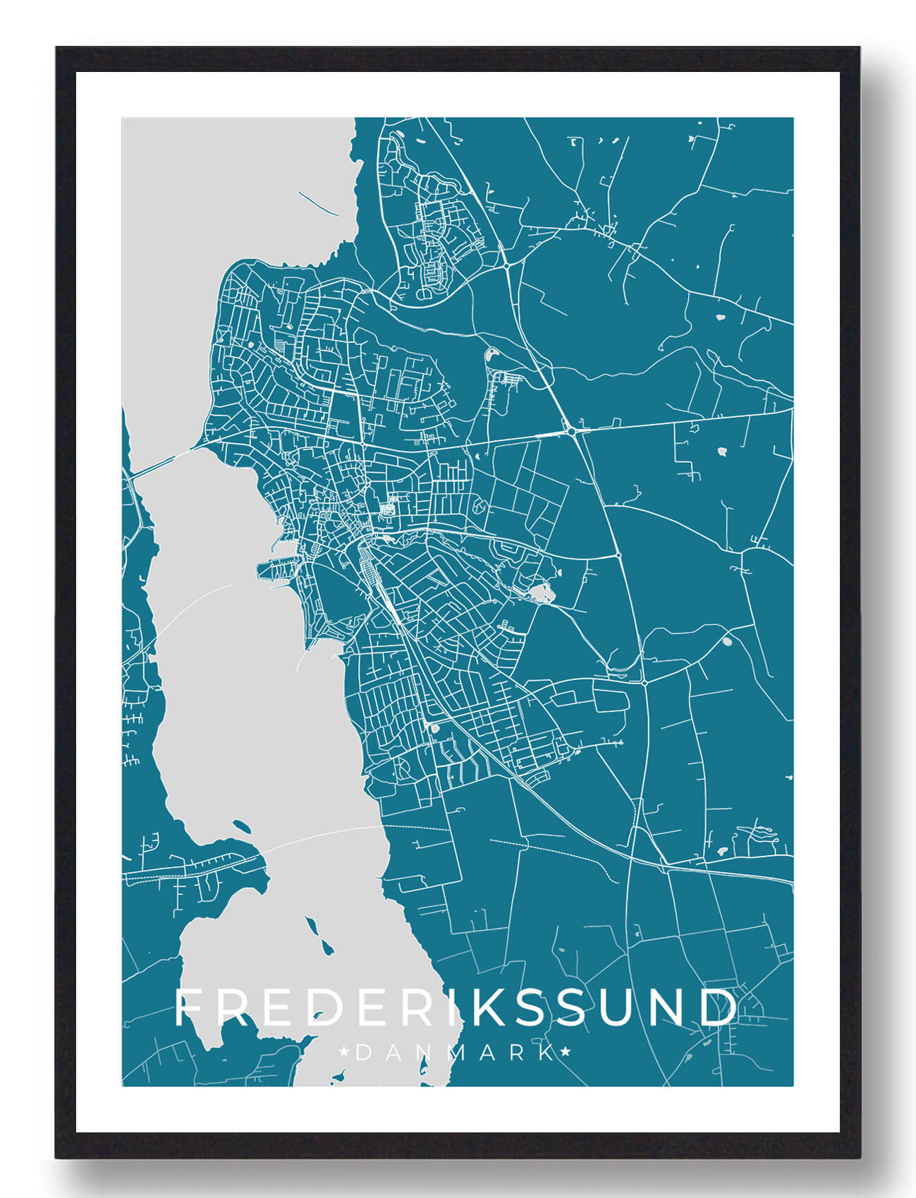 Frederikssund By Plakat - Blå Design til Dit Hjem