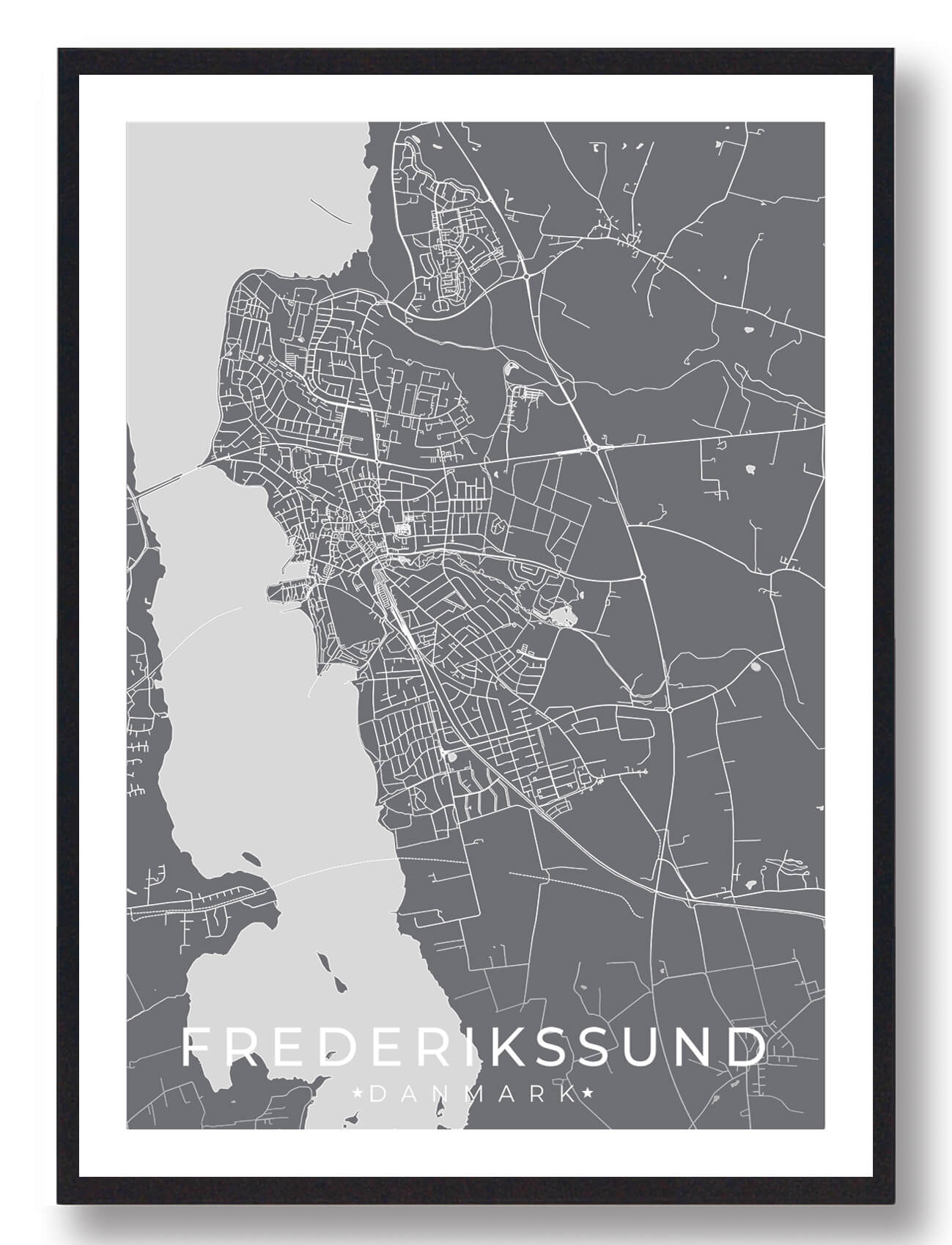 Frederikssund By Plakat - Grå Dekoration til Væggen