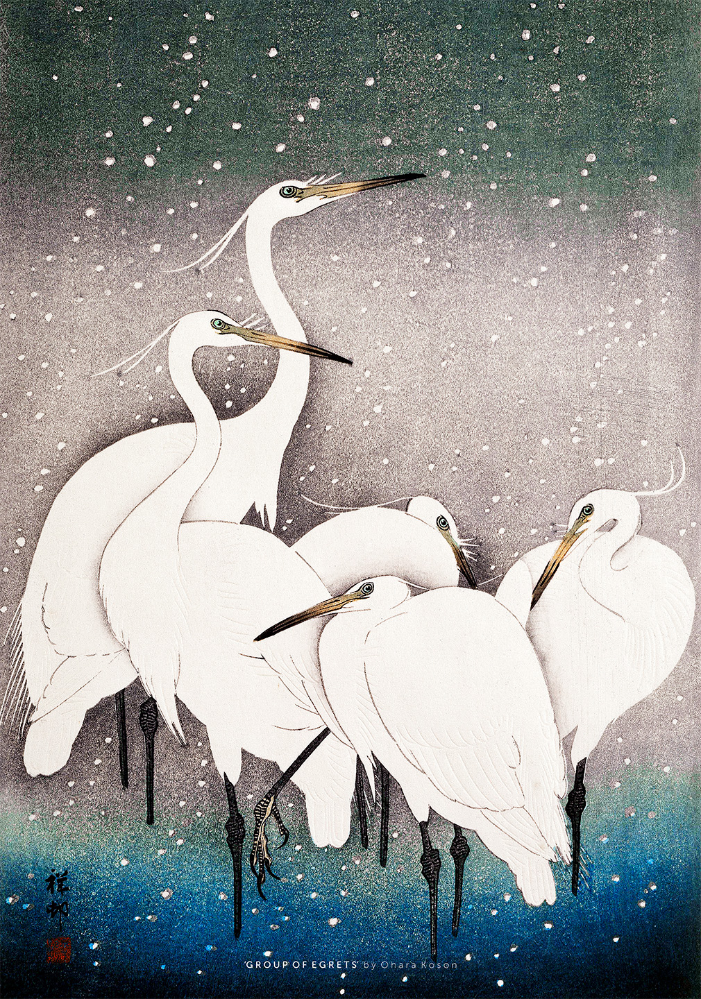 Smuk plakat med Egrets fra Plakatwerket - Unik kunst til hjemmet