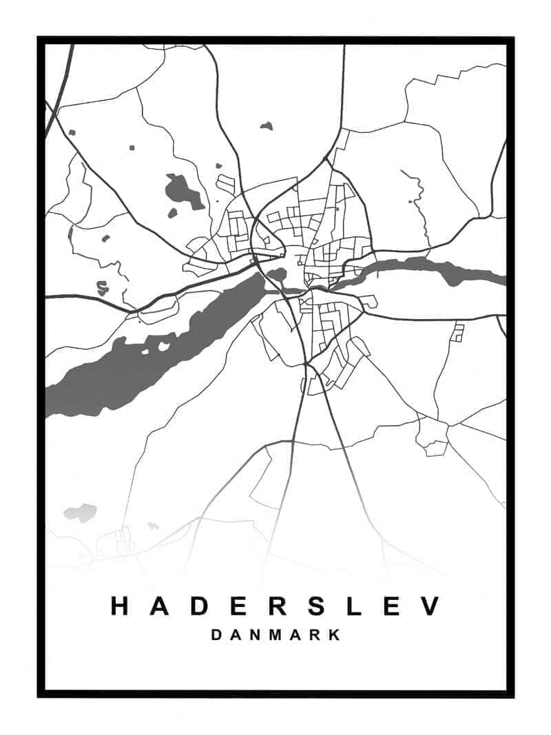Haderslev Plakat - Detaljeret Kort over Haderslev By