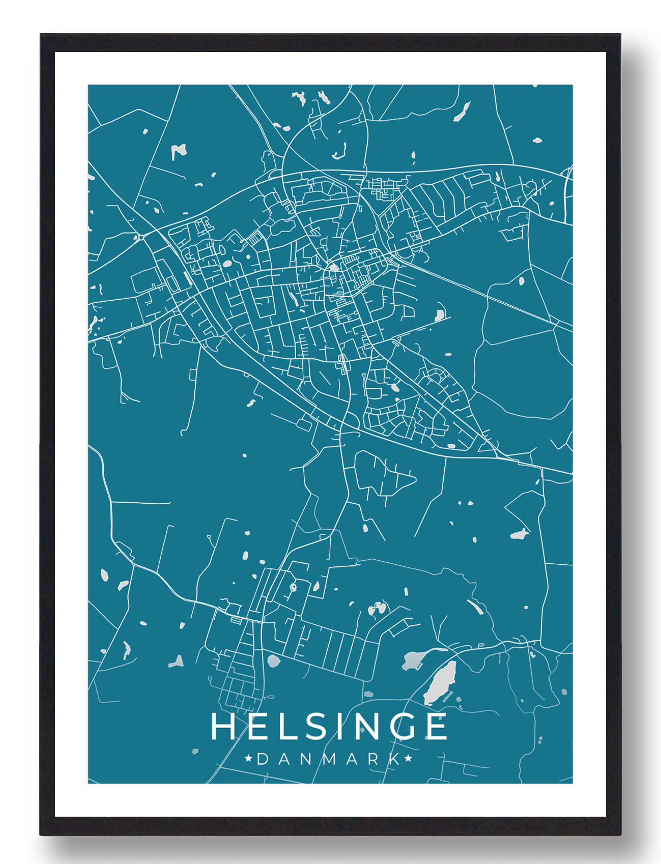 Helsinge By Plakat - Blå til Dit Hjem