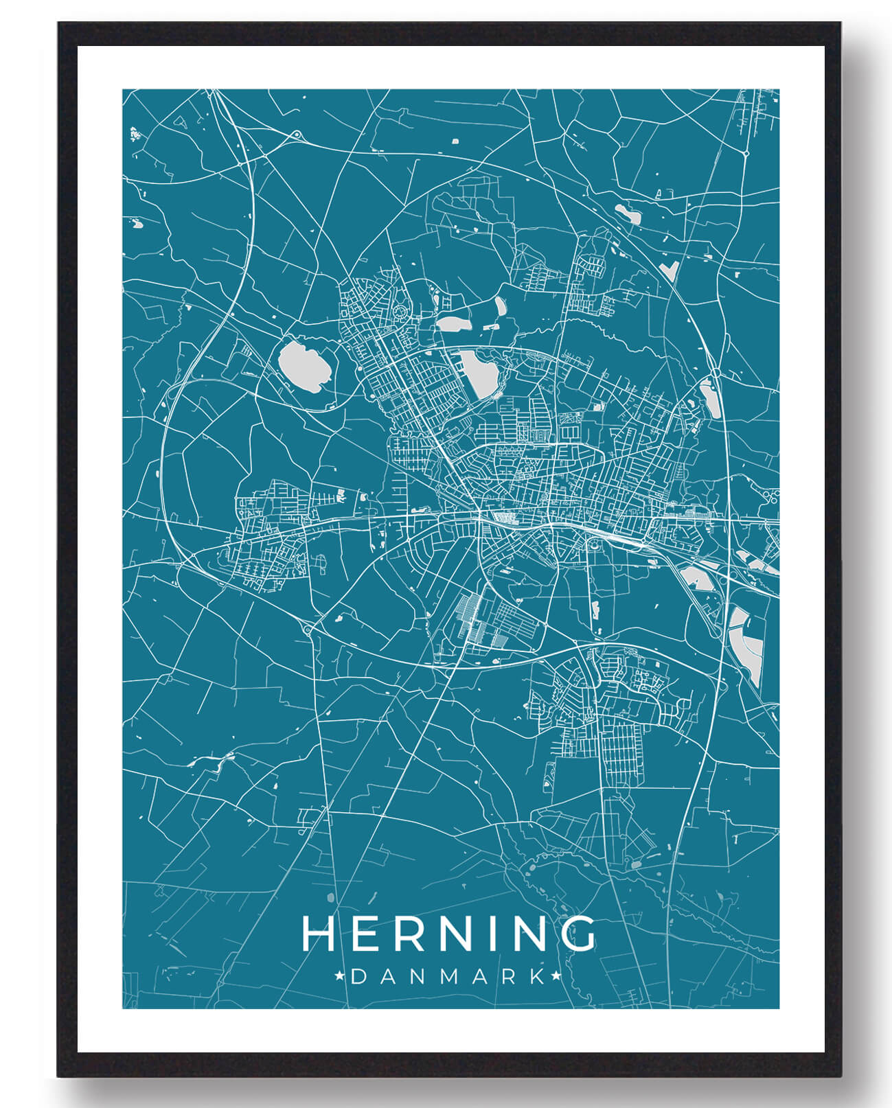 Herning by plakat - blå