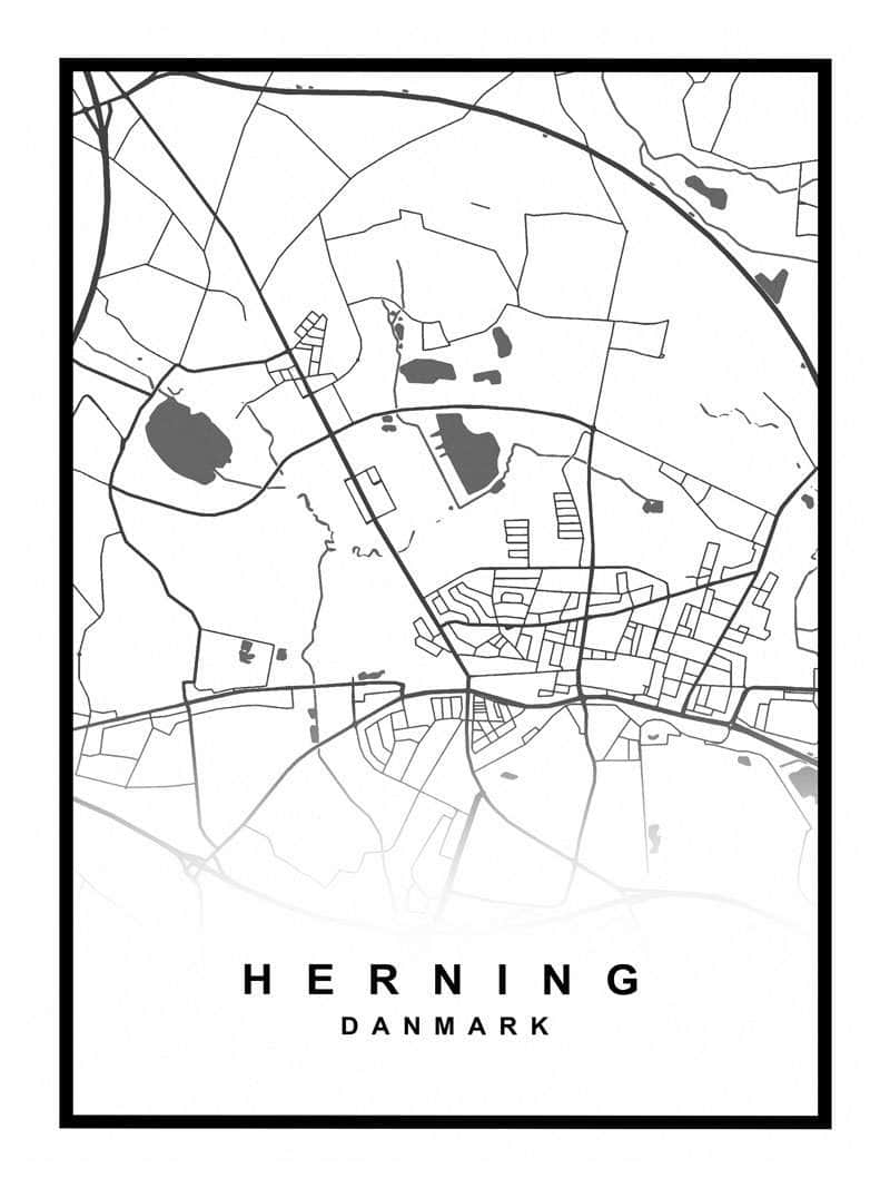 Herning bykort plakat - perfekt til din boligindretning!