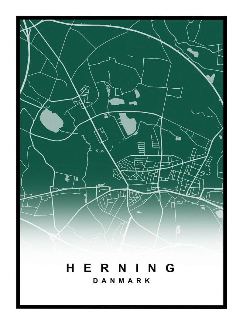 Herning bykort plakat - Oplev din favoritby!
