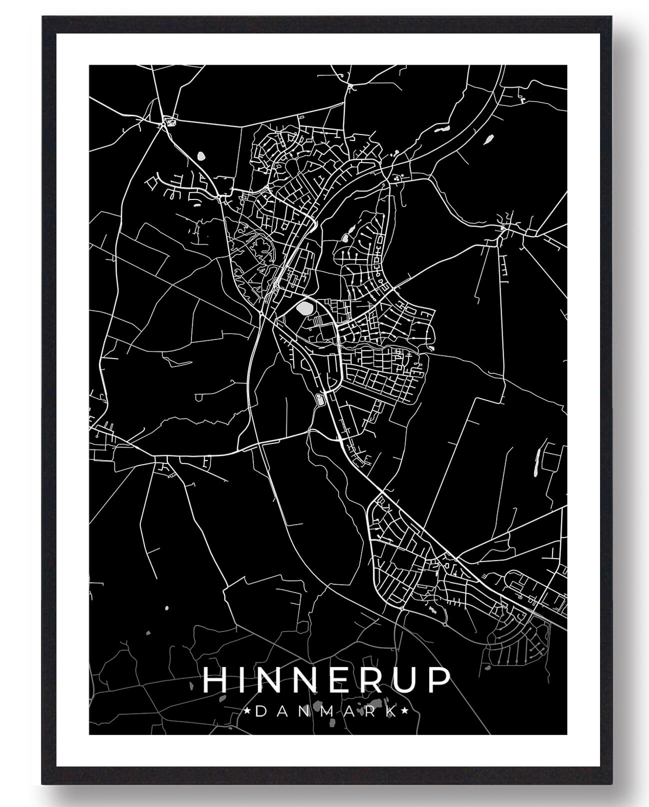 Hinnerup By Plakat - Sort Design til Dit Hjem
