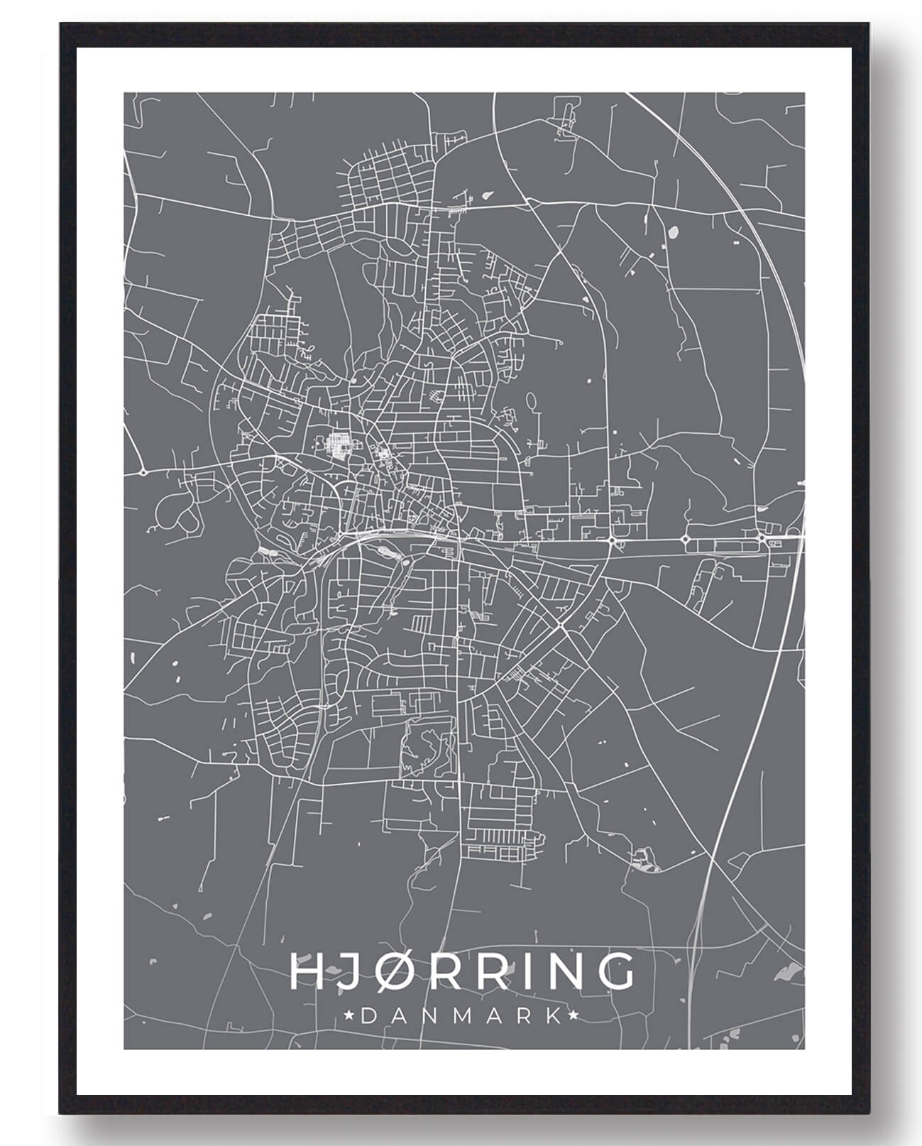 Hjørring byplakat - grå | Nordjysk kulturperle