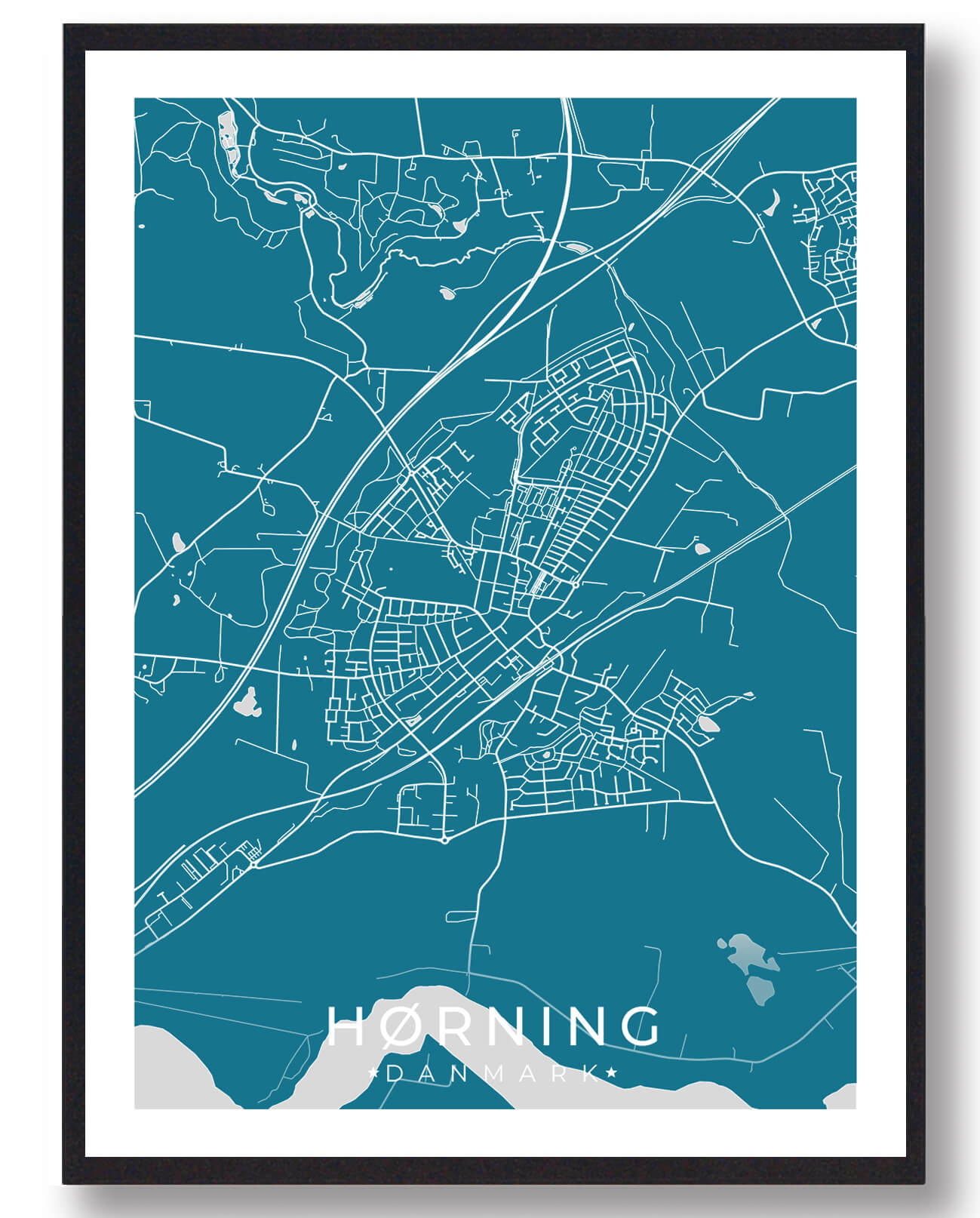 Hørning byplakat - Blå dekoration til hjemmet