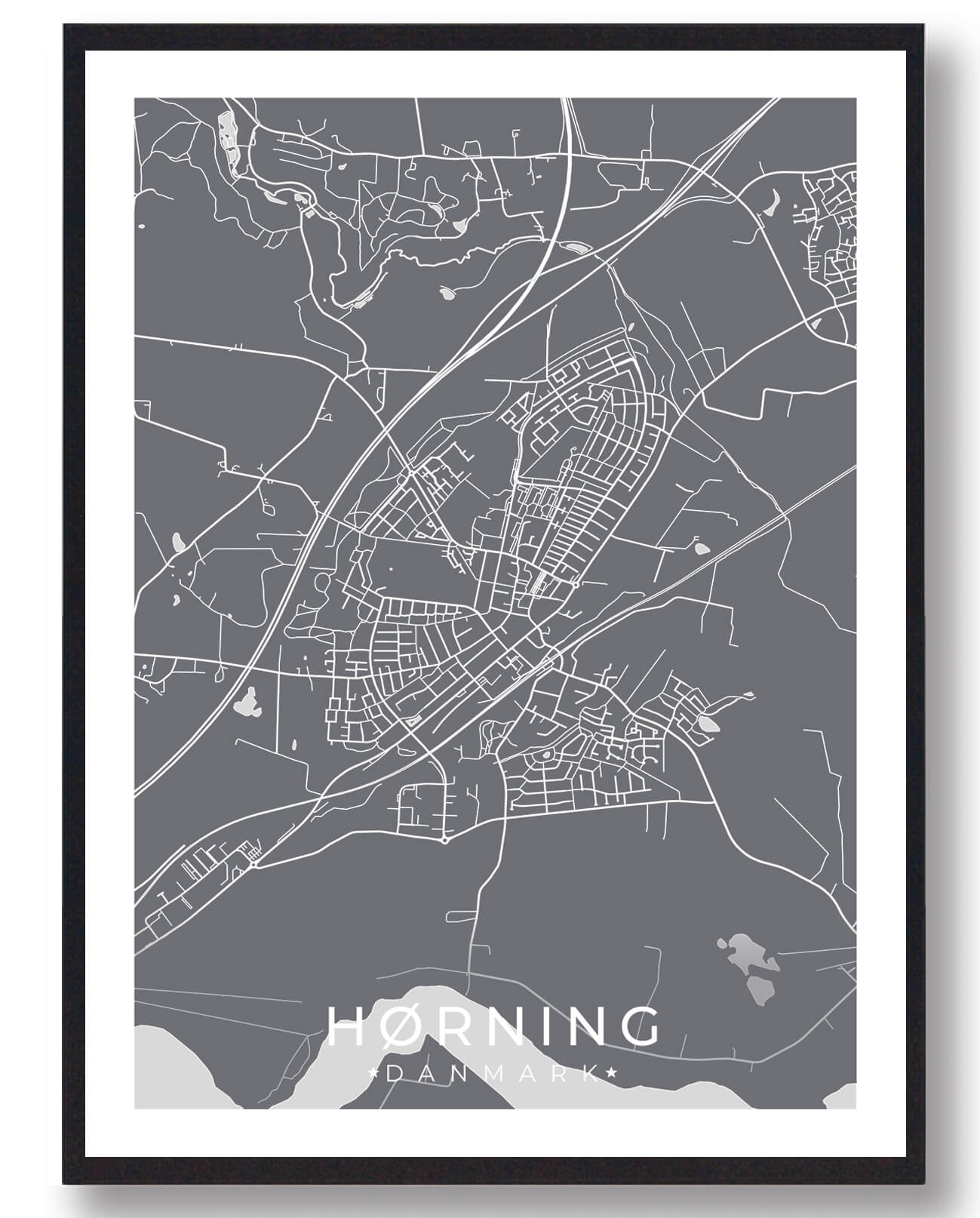 Hørning by plakat - grå, perfekt gaveidé!