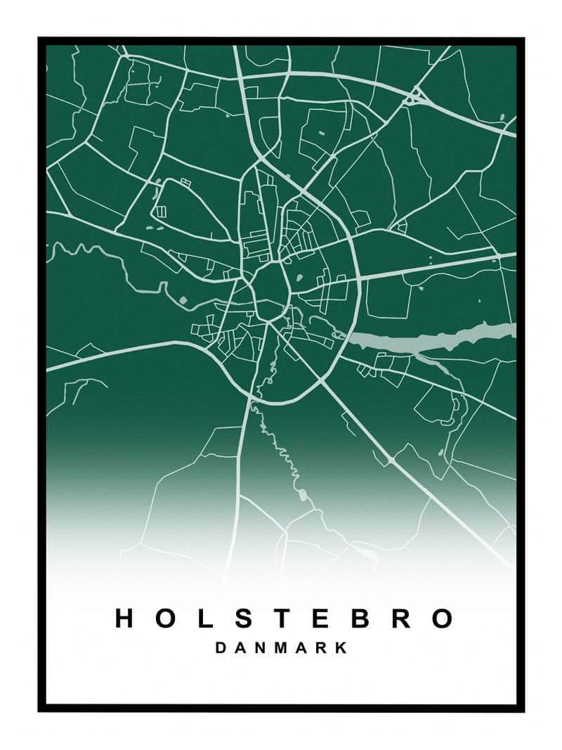 Holstebro bykort plakat - unik udsmykning til hjemmet