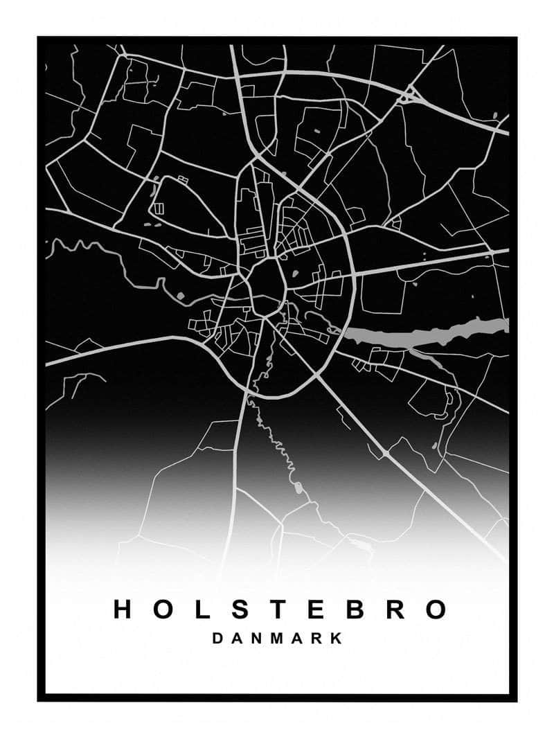 Holstebro Plakat - Detaljeret Kort over Holstebro By