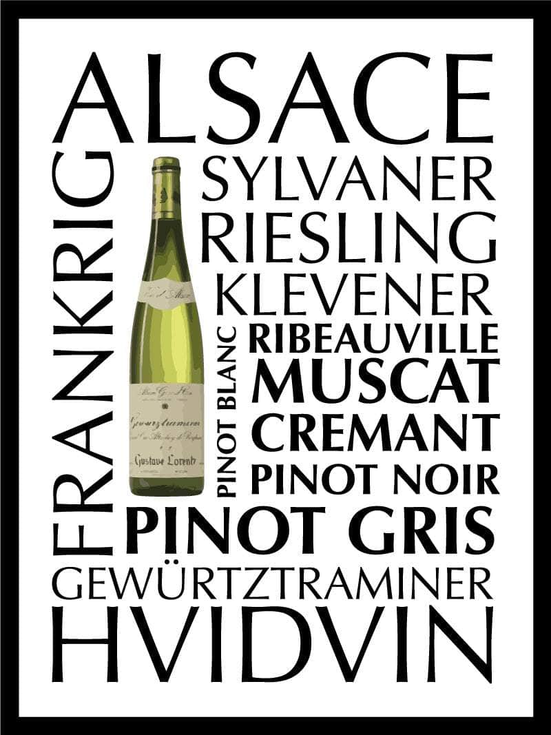 Hvidvin plakat fra Alsace - perfekt til vinelskere!
