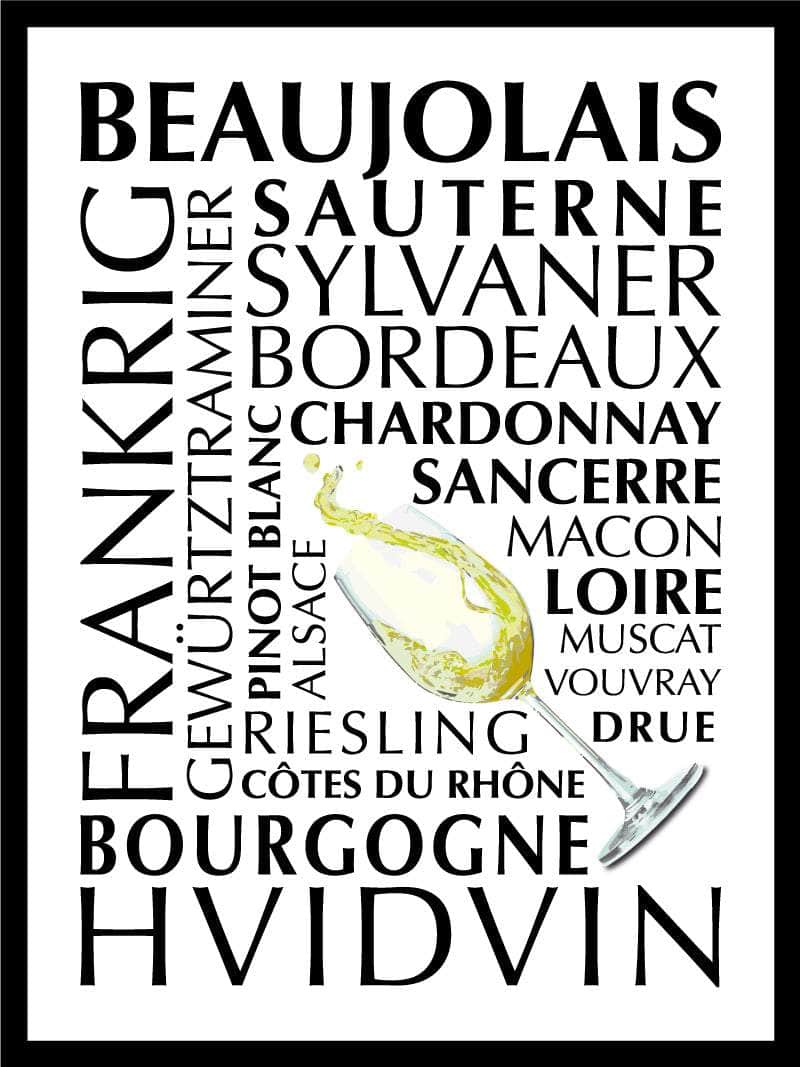Hvidvin Plakat fra Frankrig - Perfekt til Vinelskere