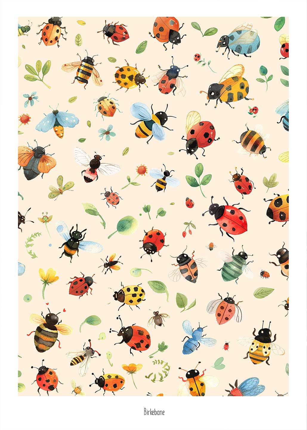 Insekter fra Birkebane – Farverige børneillustrationer