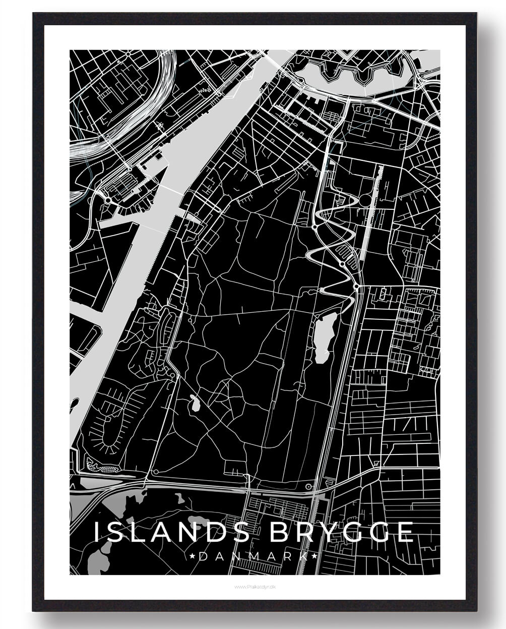 Islands Brygge plakat - sort, perfekt til din væg!