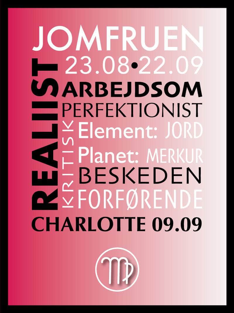 Jomfruen Stjernetegn Plakat - Black Friday Tilbud!