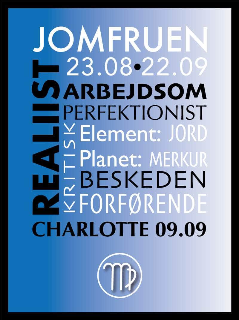 Jomfruen Stjernetegn Plakat med Værdier - Egly Design