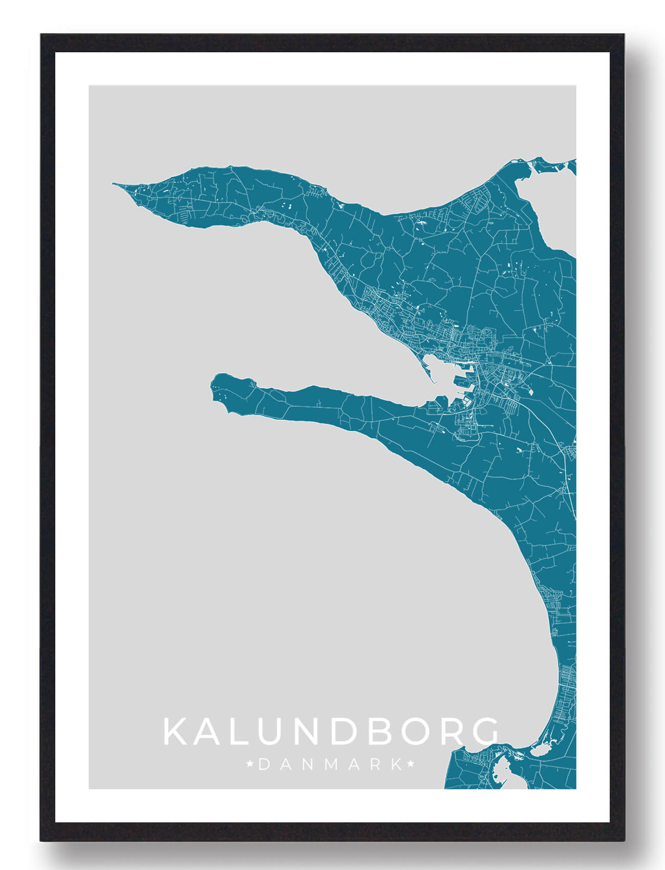 Kalundborg byplakat - blå udsmykning til hjemmet
