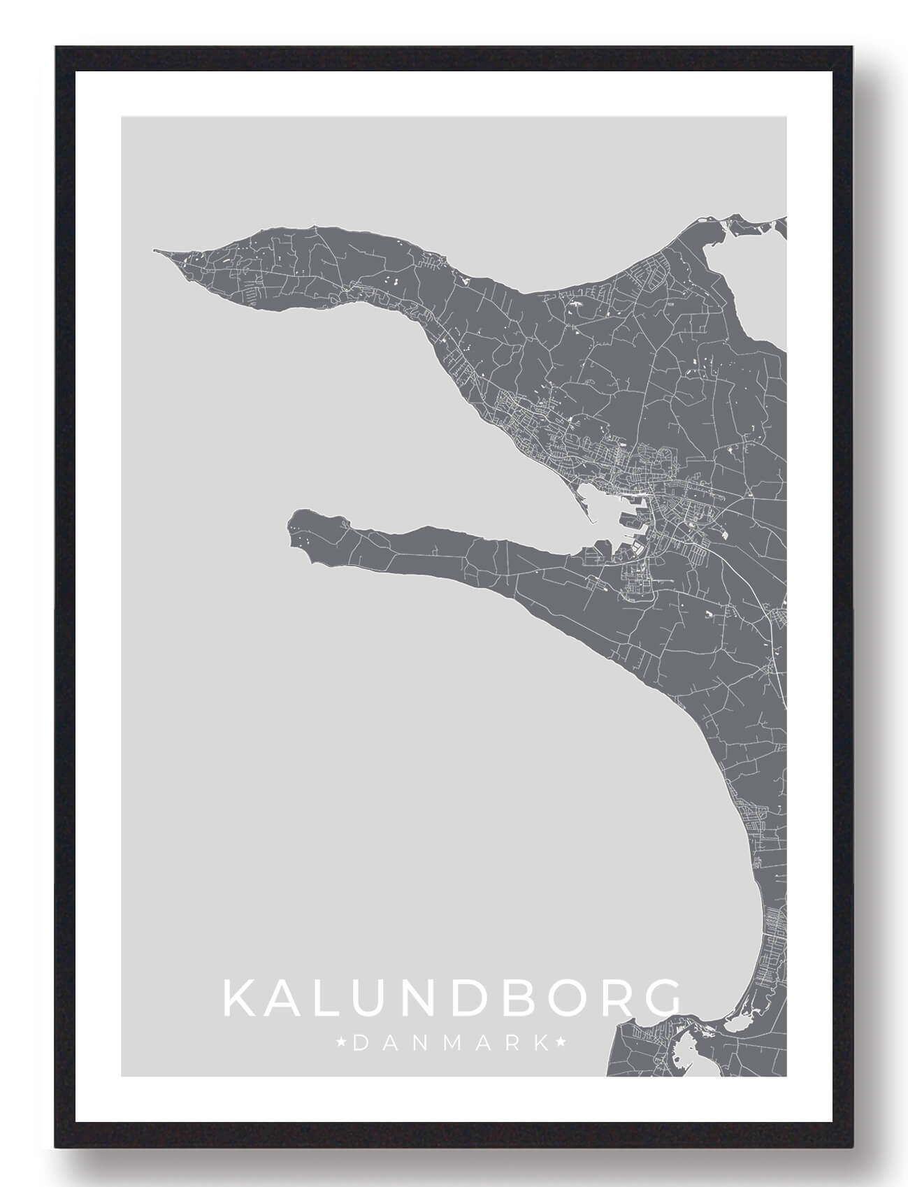 Kalundborg byplakat - grå dekoration til hjemmet