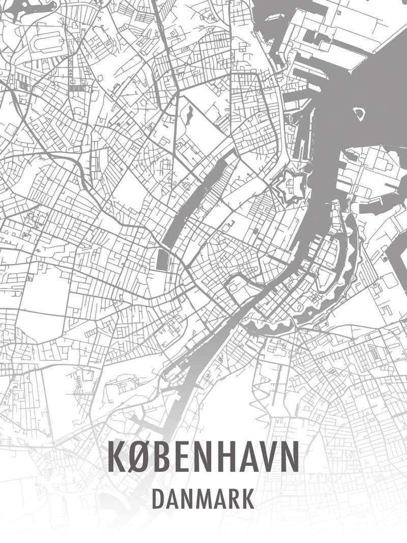 København Plakat - Smukt Kort over Hovedstaden
