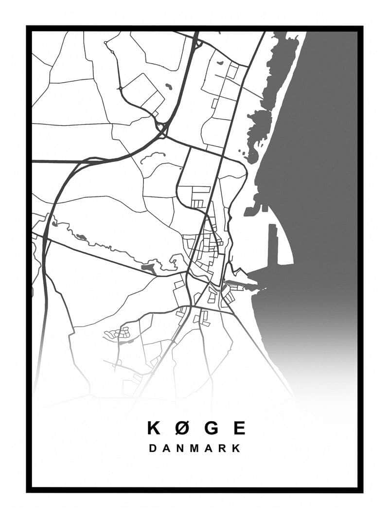 Køge by kort - Plakat fra Postersbyus