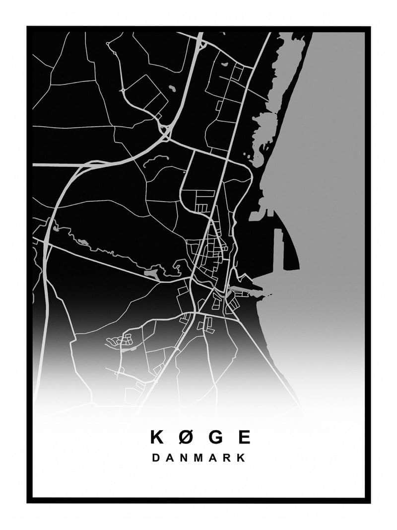 Køge Plakat - Smukt kort over Køge by