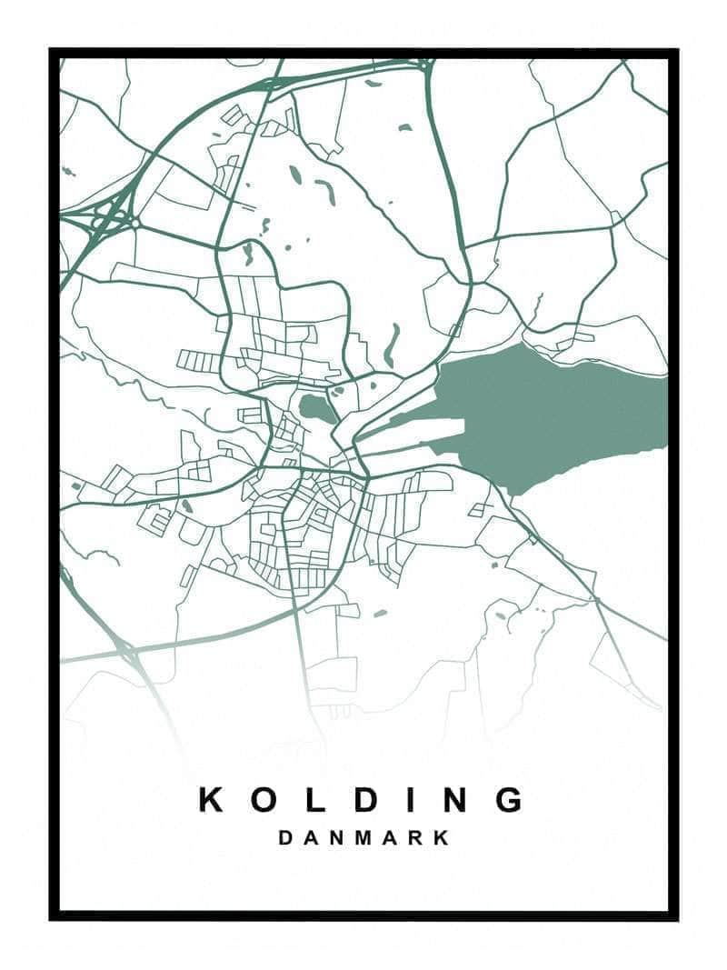 Kolding Plakat – Detaljeret Kort over Kolding By