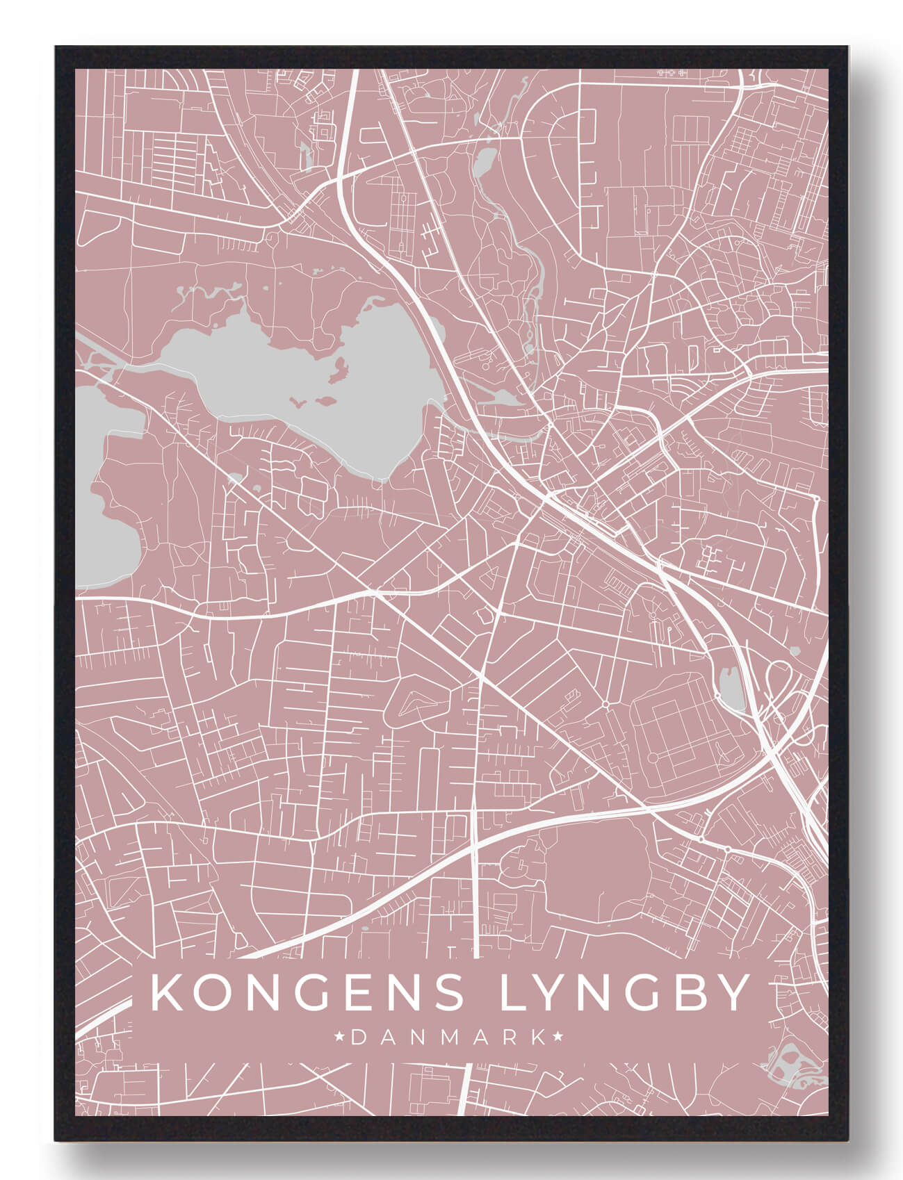 Kongens Lyngby byplakat - lyserød til rabatpris!