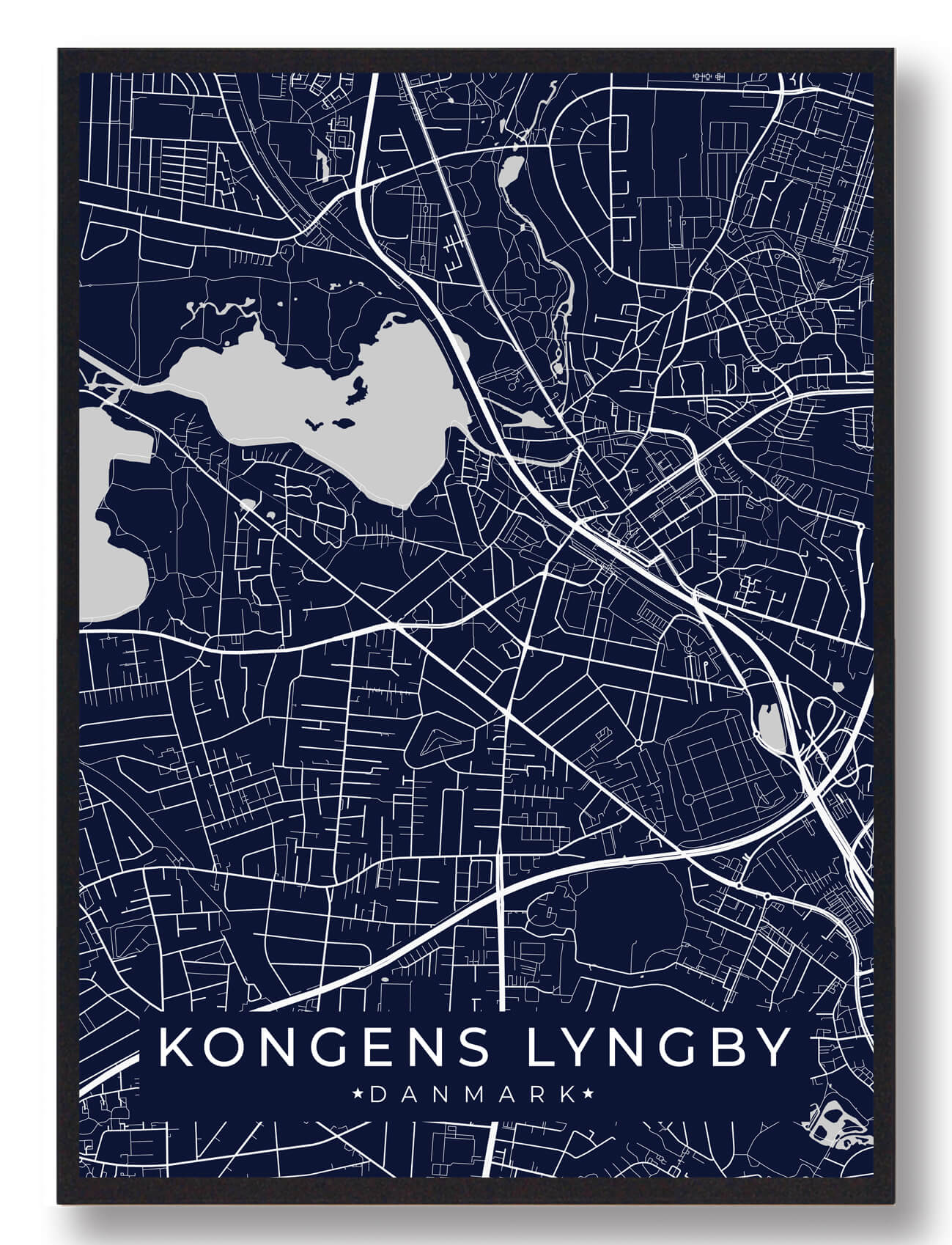 Kongens Lyngby byplakat - mørkeblå