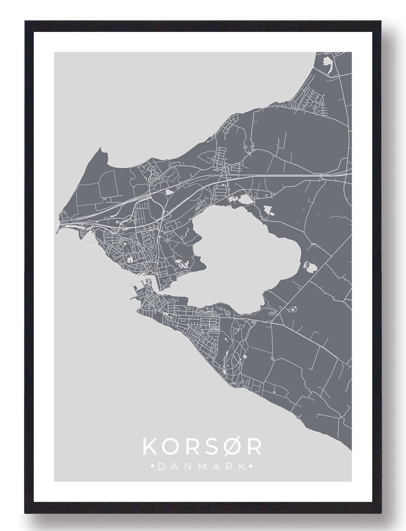 Korsør by plakat - grå