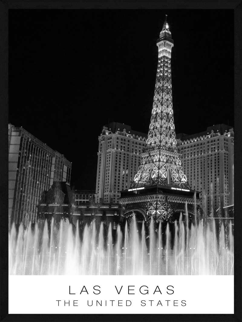 Las Vegas Plakat - Udsigt til Byens Ikoner og Attraktioner