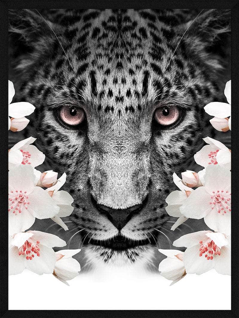 Leopard i Blomster Plakat - Unik Kunst til Dit Hjem