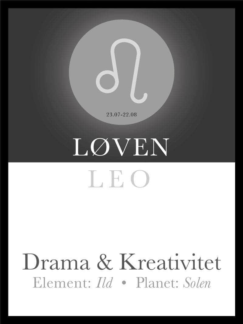 Løven Stjernetegn Plakat - Elegant Sort Baggrund