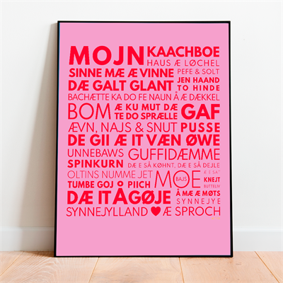 Snak æ Sproch – Plakat med Sønderjyske Ord i Pink/Rød