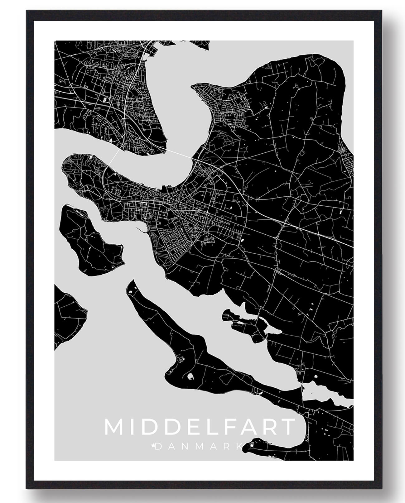 Middelfart By Plakat - Sort Design til Din Væg