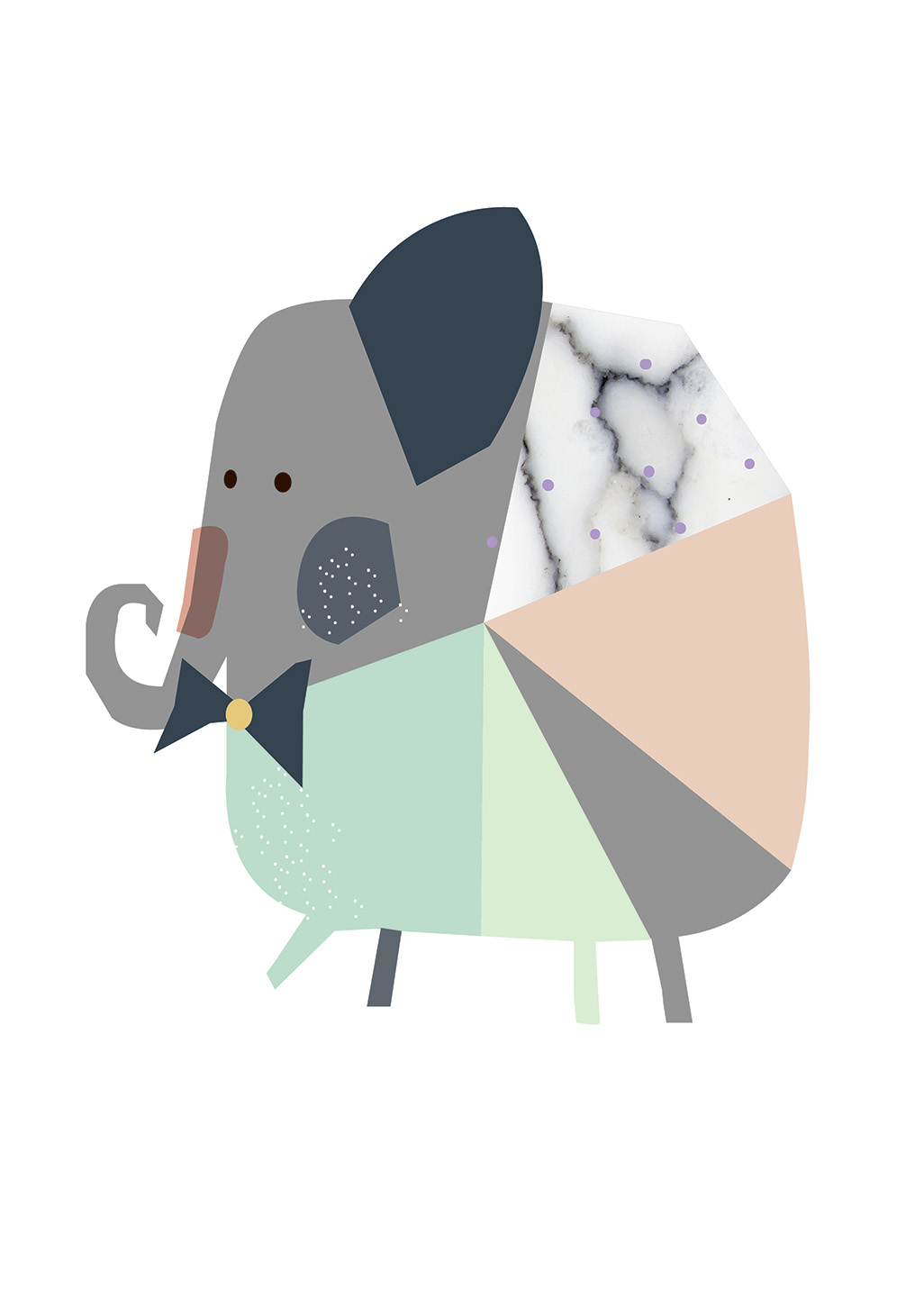 Mini Mize Elefant Kunstværk – Farverig Hjemmedekoration