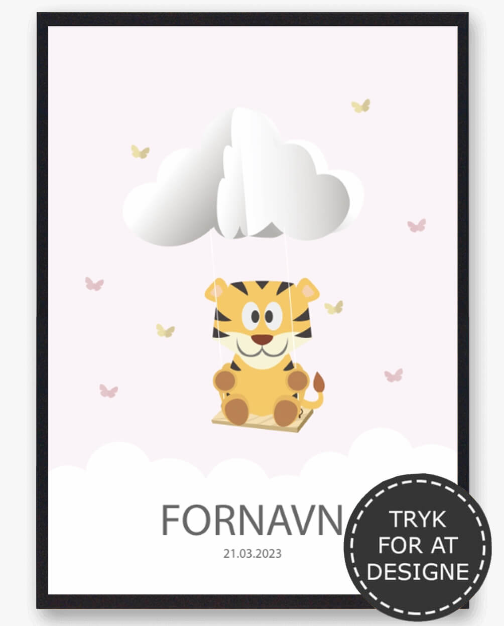 Navnetavle Tiger - Personlig Plakat til Børneværelse