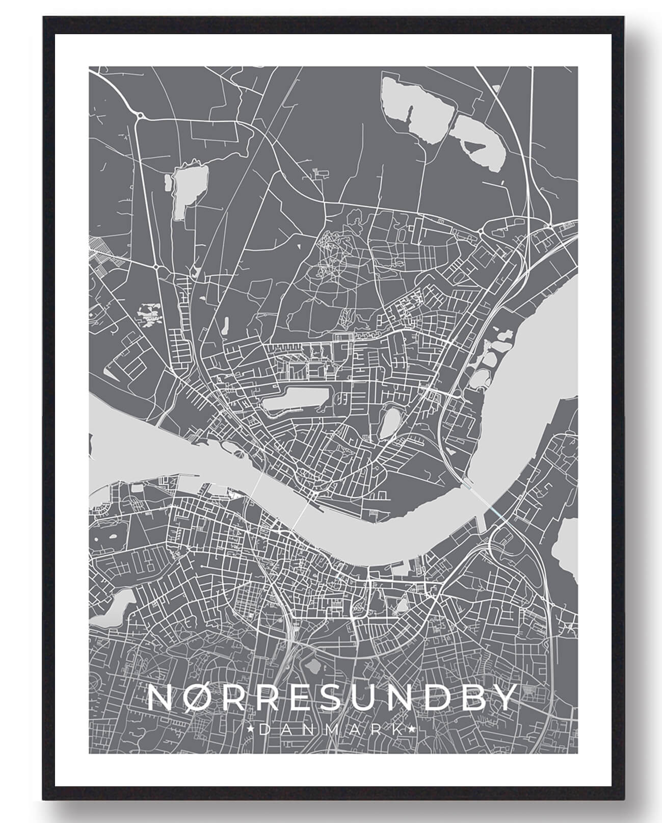 Nørresundby by plakat - grå