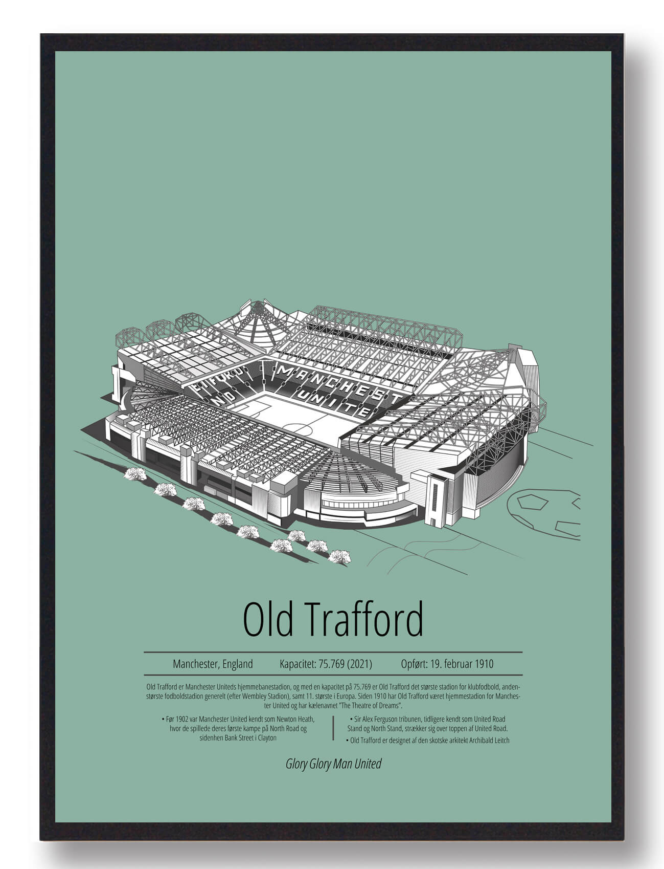 Old Trafford Plakat - Manchester United i Mintgrøn