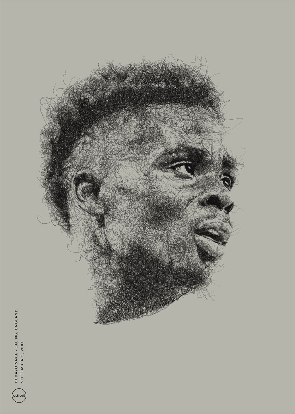 Bukayo Saka Kunstværk af Olé Olé - Unikt Fodboldmotiv