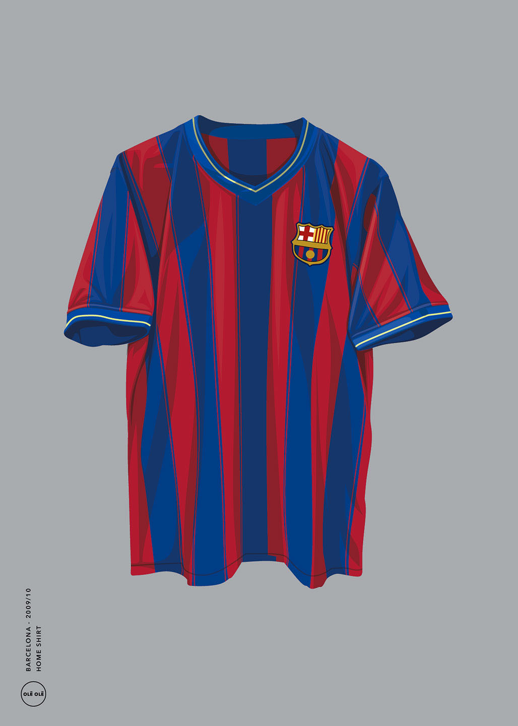 Barcelona Hjemme T-shirt 2009/10 fra Olé Olé - Unik Kunst