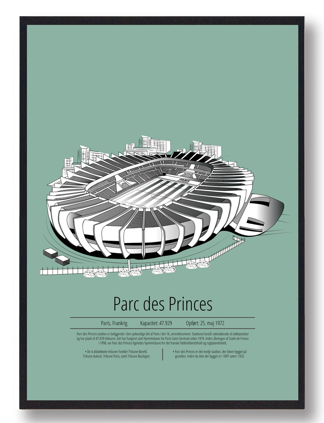 PSG - Paris Saint-Germain Fodboldplakat i Mintgrøn